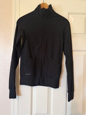 Nike Running Full Zip Women’s Extra Small Black Dri-FIT Athletic Sporty Top